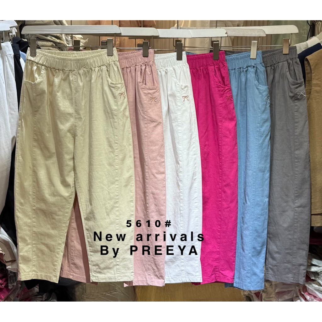 BUPESHOP PREEYA CLOTH CLUB 5610 BOW LINEN PANTS READY STOCK BANGKOK CELANA WANITA