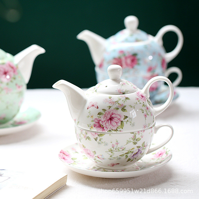 Creative 1 Pot 1 Cup 1 Saucer Single Drinking Teapot Teacup Tea Set Ceramic Flower Teapot Home Decor