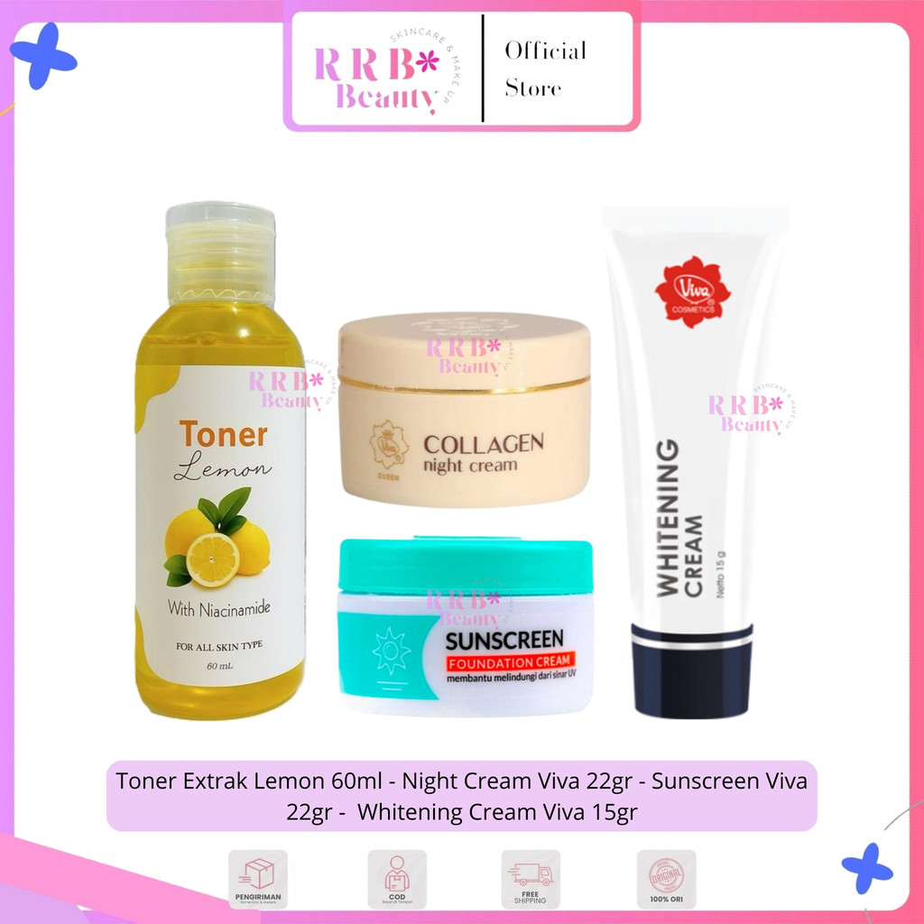 [ ISI 4 ] Paket Viva Whitening Cream Flek Hitam Perawatan Wajah Toner Glowing Mencerahkan Original