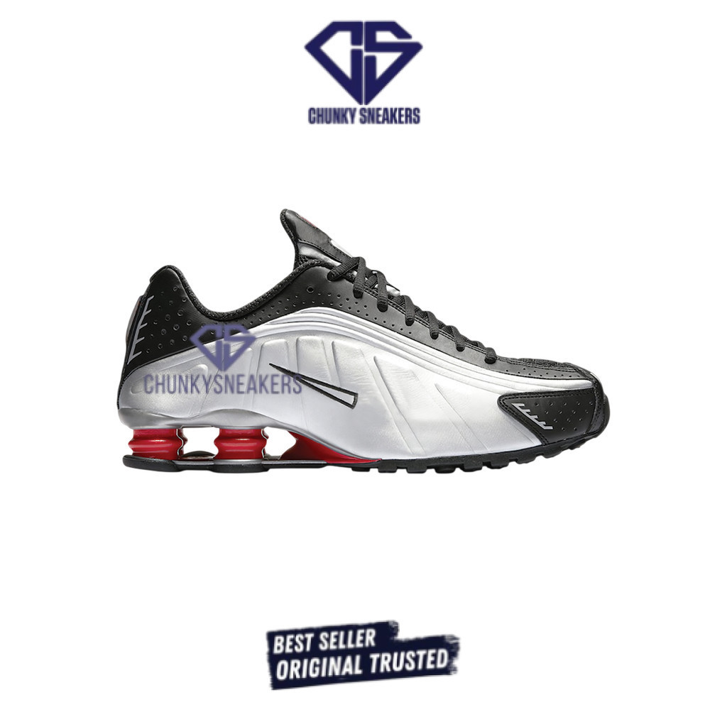 Sepatu Nike Shox R4 Black Silver Red 100% Original BNIB