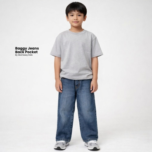 Morrissey Kids - Celana Panjang Denim Skena/Baggy Jeans Anak Laki-Laki/Perempuan Terlaris