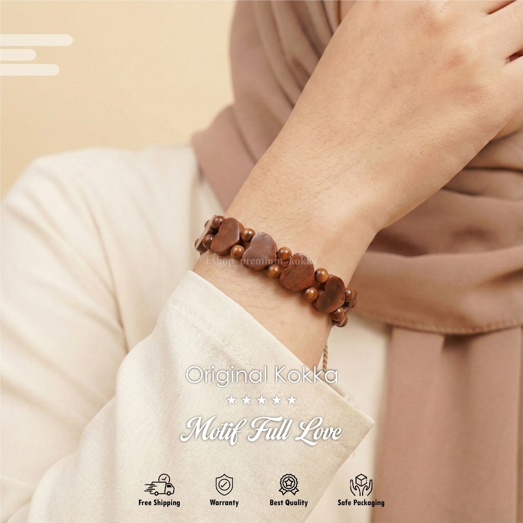 Premium Gelang Kaukah Premium BERSERTIFIKAT | Gelang kokka motif love full asli original