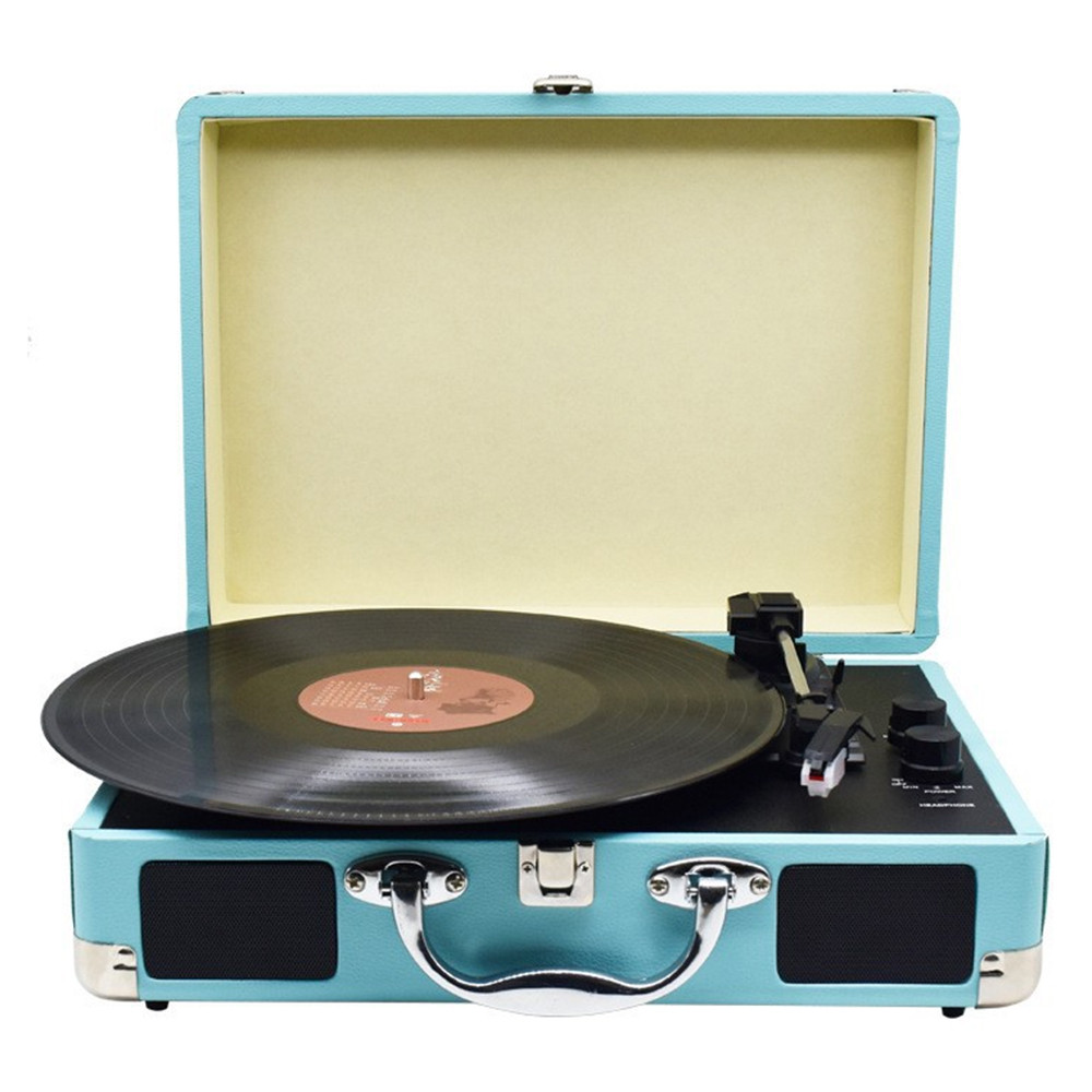 BT Vinyl Record Player 3Speed Turntable with Speakers Vinyl Record Portable BeltDriven Record Player