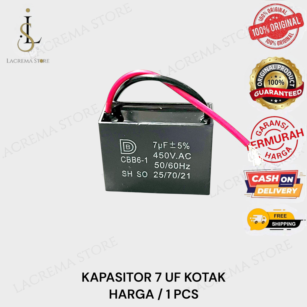 KAPASITOR KOTAK 7UF 450 VAC | CAPASITOR 7 UF 450VAC