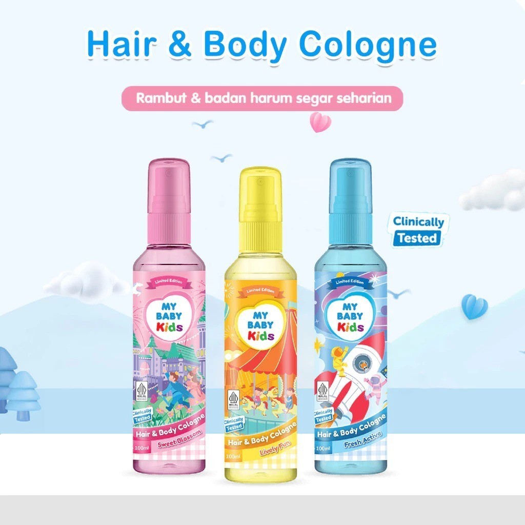 MY BABY Kids 2in1 Hair & Body Cologne | Parfum Anak Aman Wangi Segar Minyak Wangi untuk Badan & Ramb