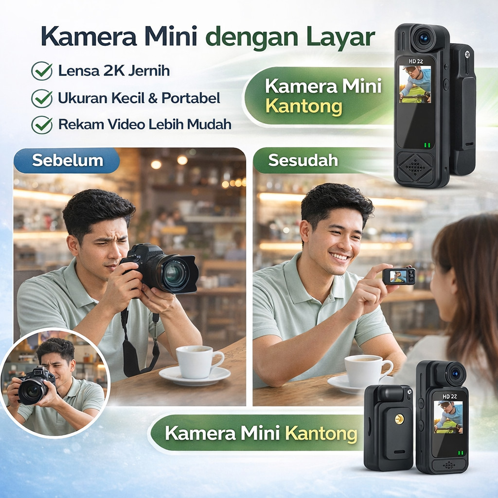 [Kamera Mini Layar LCD Portabel][Kamera Saku Mini] Kamera Saku Mini Perekam Layar Portable/Rekaman P