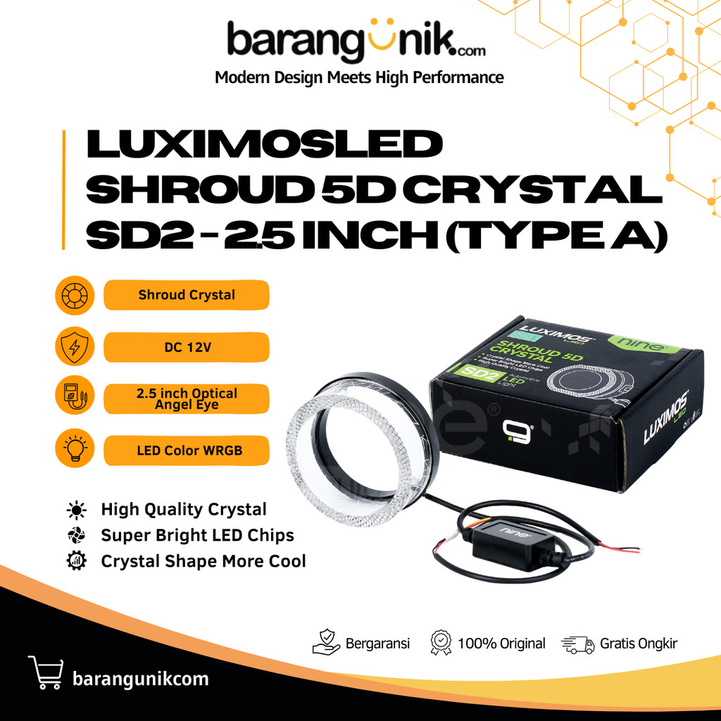 Shroud BMW 2.5 Inch Ring Biled Projector Crystal Angel Eyes 5D 100+ Mode App RGB SD2A LUXIMOS