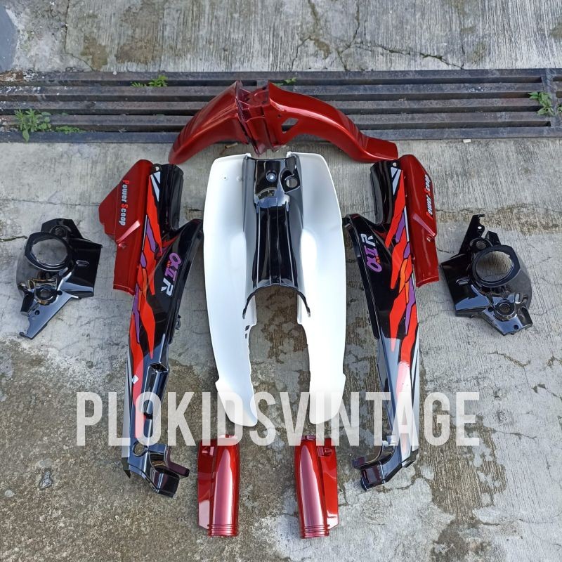 PAKET BODY HALUS YAMAHA ALFA BODY SET YAMAHA ALFA WARNA HITAM MERAH SET SAYAP