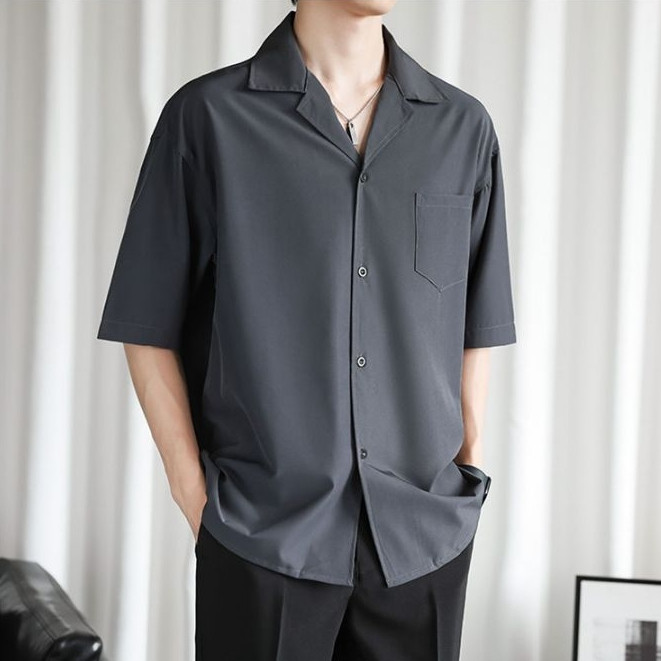 Baju Kemeja Hawai Polos Pria Wanita Hem Pantai Kerah Piayama Outfit Korean Style Kekinian