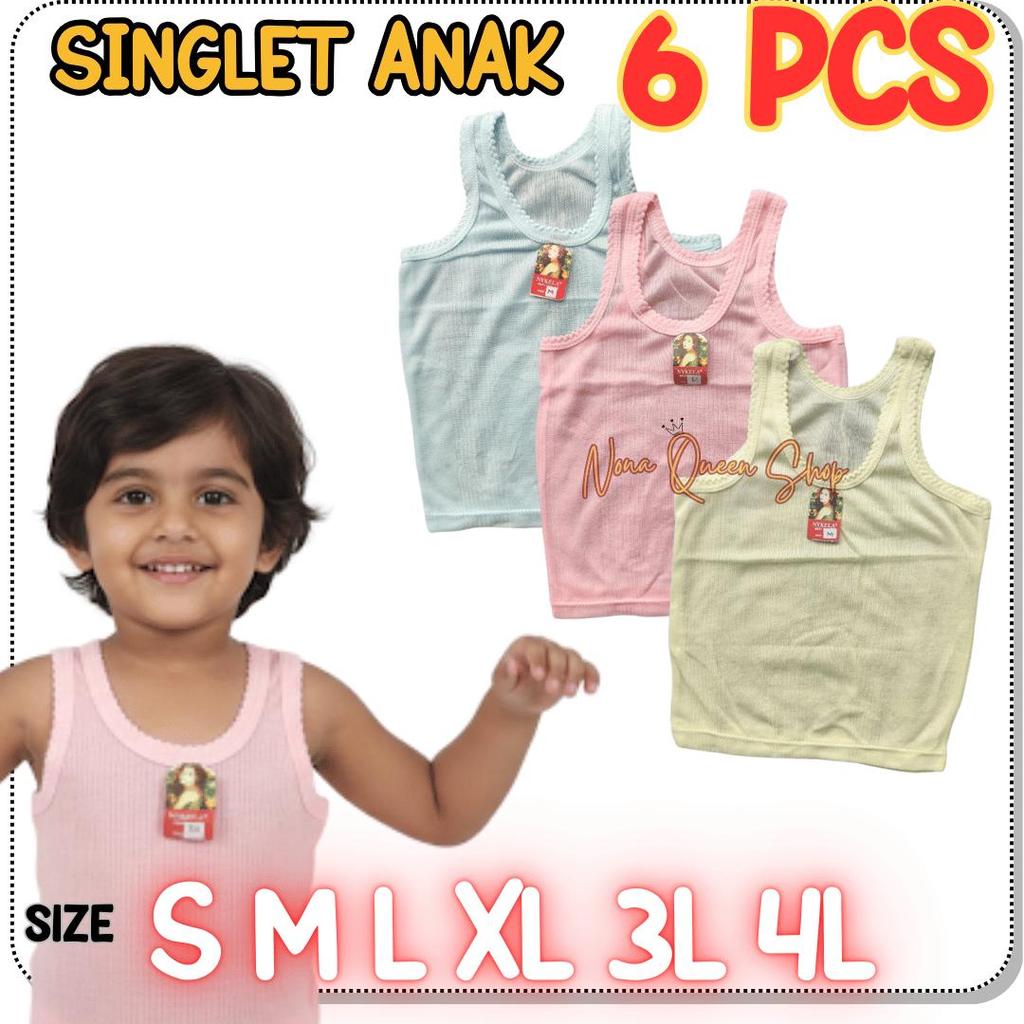 6 PCS SINGLET ANAK BALITA PAUD TK SD UNISE KAOS DALAM ANAK COWOK CEWEK ADEM