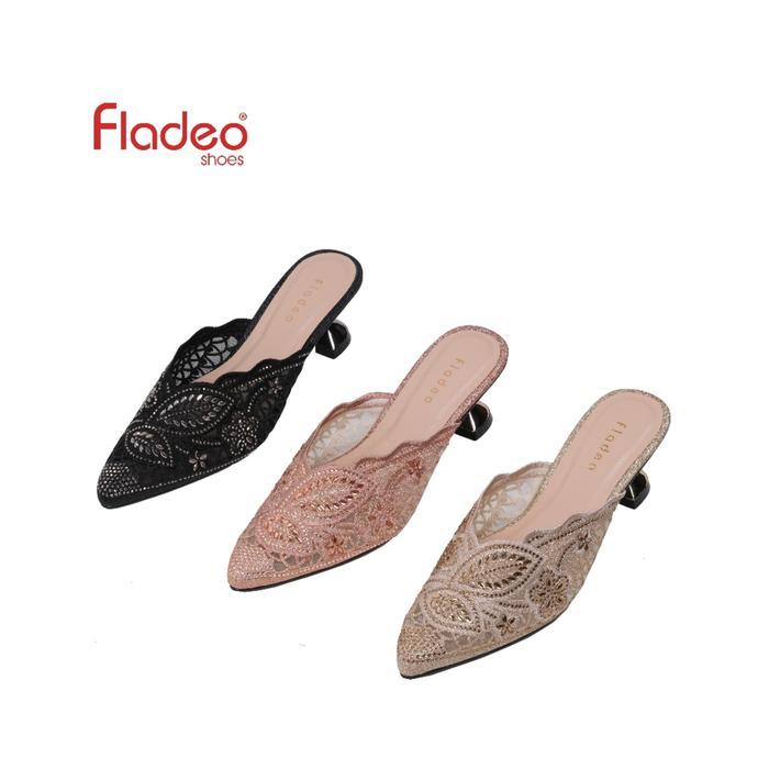 Fladeo B24/LDH591-1RA/Sepatu Slop High Heels Wanita [ High Heel Formal Shoes ] - BLACK, 36