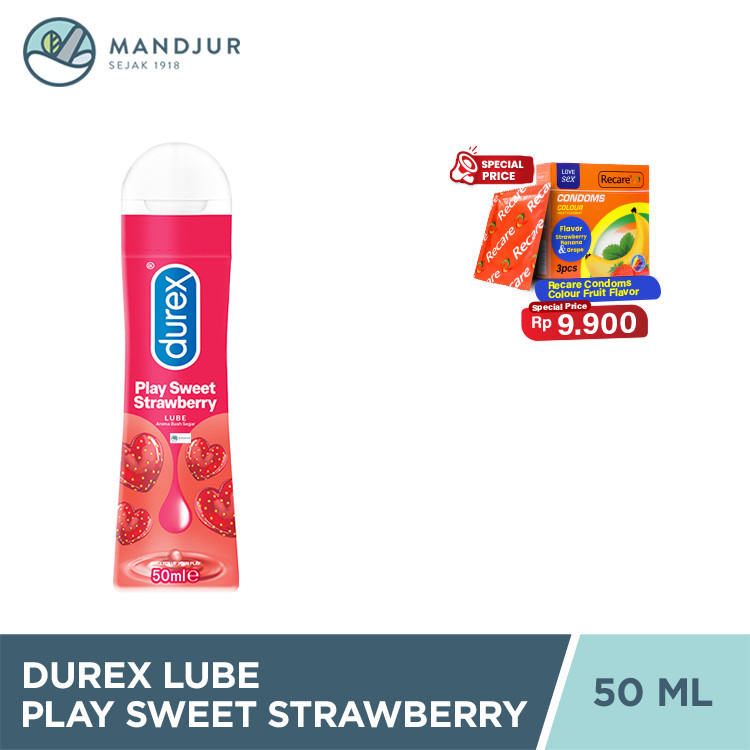 Durex Strawberry Pelumas Gel Seks Pria & Wanita Rasa Strawberry 50ml Bottle