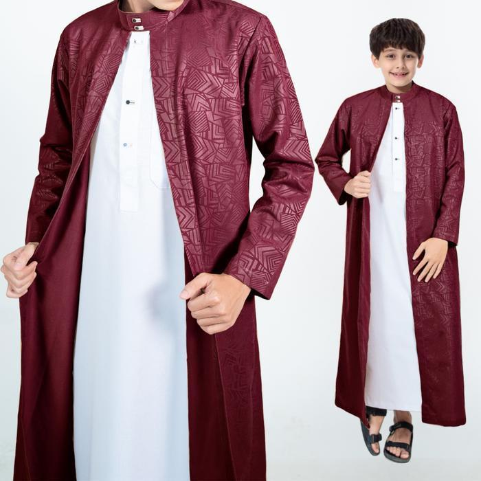Promo Jubah luaran 2 in 1 anak laki-laki kain embos anti gerah gamis Madana thobe arab mewah elegant