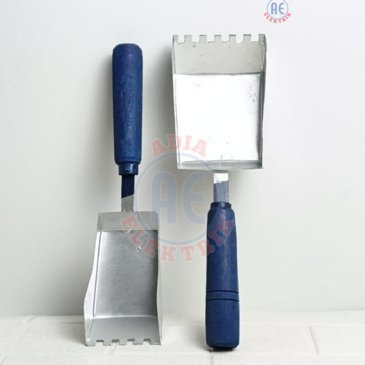 2Pcs Cetok Hebel / Trowel Bata Ringan / Sendok Semen Hebel 10cm & 7cm / Sendok Semen Hebel Plat Baja