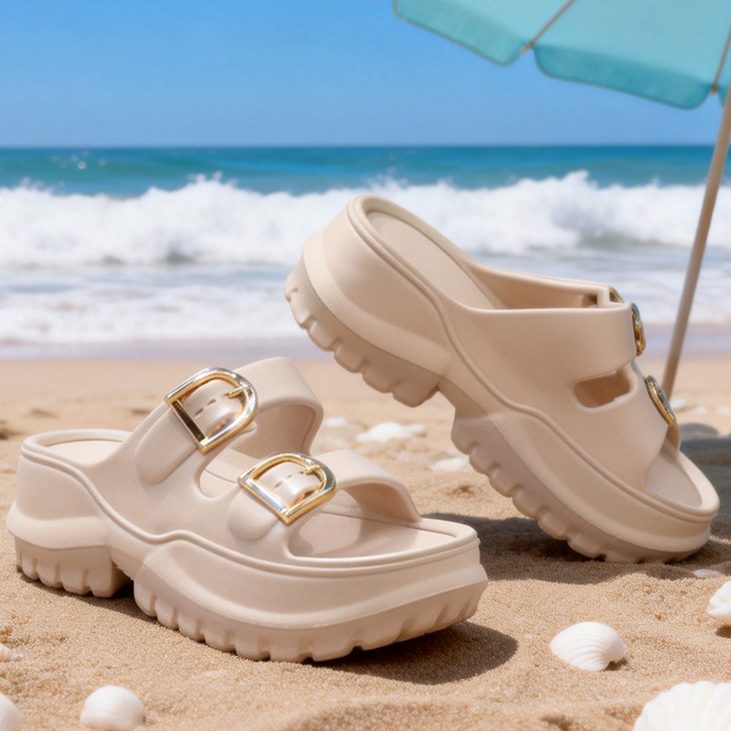KADIA Sandal Selop Wanita Wedges Sandal Wanita Kekinian Simpel Elegan Sandal Karet Tinggi Trendy