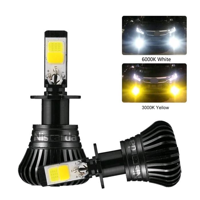 Lampu foglamp H11 H16 dua warna LED cob lampu kabut mobil