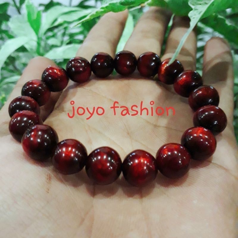 GELANG TASBIH AKAR BAHAR MERAH BODI HITAM ASLI