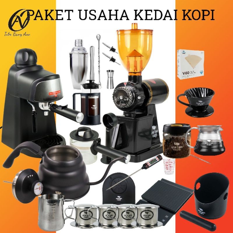 Paket usaha kedai kopi mini cafe mesin kopi espresso grinder elektrik 600 n coffee maker full set