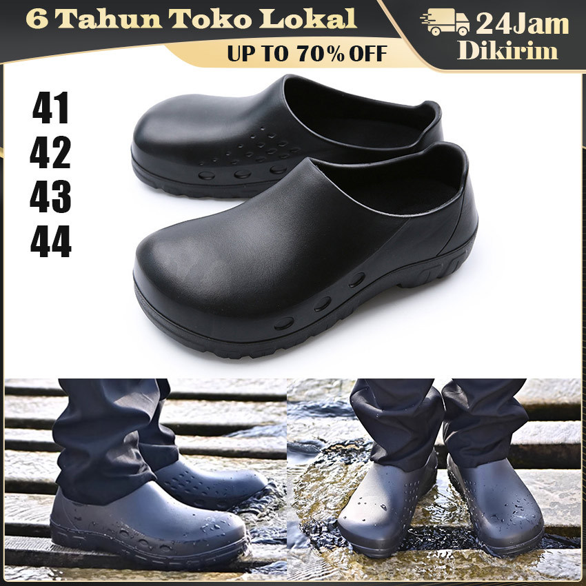 Sepatu Kitchen Safety Ujung Besi / Chef Shoes Anti Licin / Waterproof Tahan Minyak / Kerja Dapur Nya