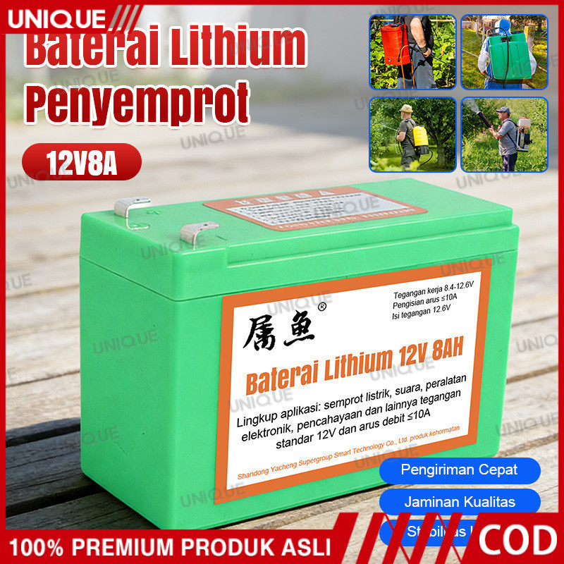 UNIQUE Aki Lithium 12V 8Ah Sprayer Elektrik Nagasaki, Nagawa Tengki Alat Semprot accu baterai Alat S