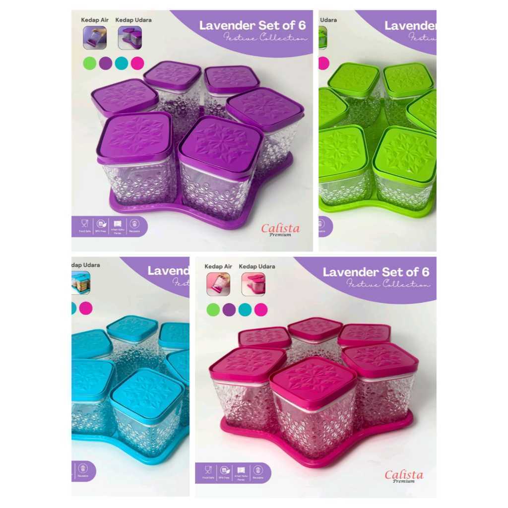 Toples Calista 6 Set – Toples Kue Plastik Tebal, Wadah Makanan Kedap Udara, Cantik & Rapi