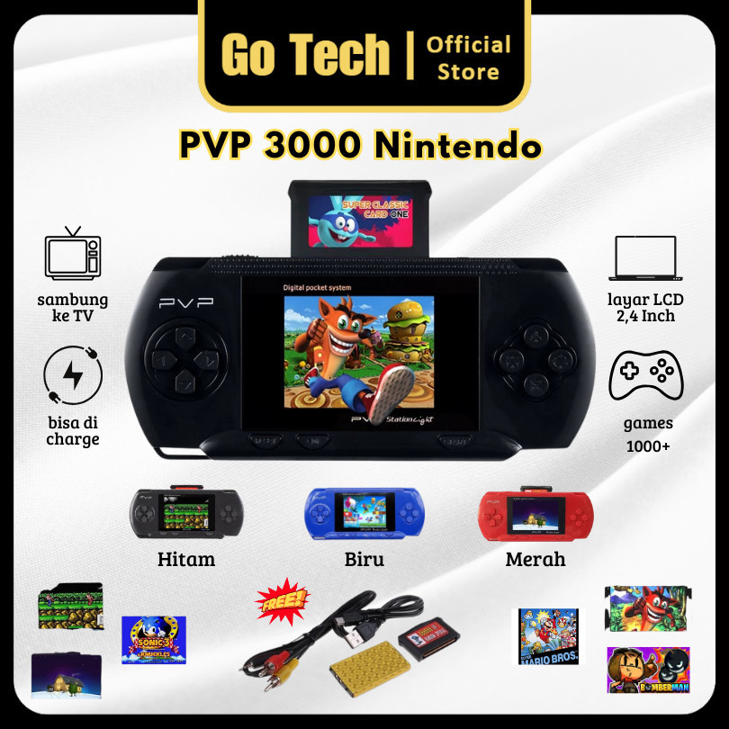 Go Tech - PVP type 3000 GARANSI 1 TAHUN Pocket Game Game Boy Mainan Anak Gamebot Video Game GT
