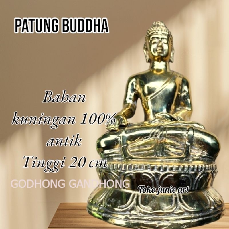 Patung Budha Gautama Kuningan Emas Gold - Arca Budha Kuningan 20 Cm LSP2