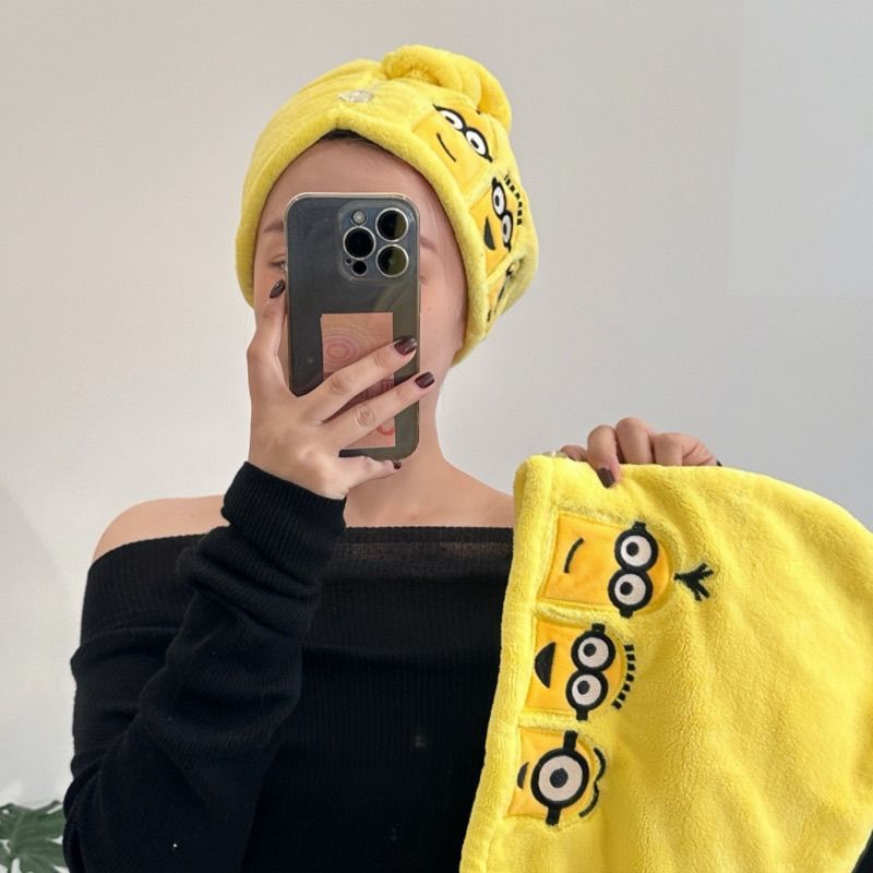 Minion Gadis Kartun Bernilai Tinggi Topi Rambut Cepat Kering Syal Rambut Handuk Mewah Ringan Selebri