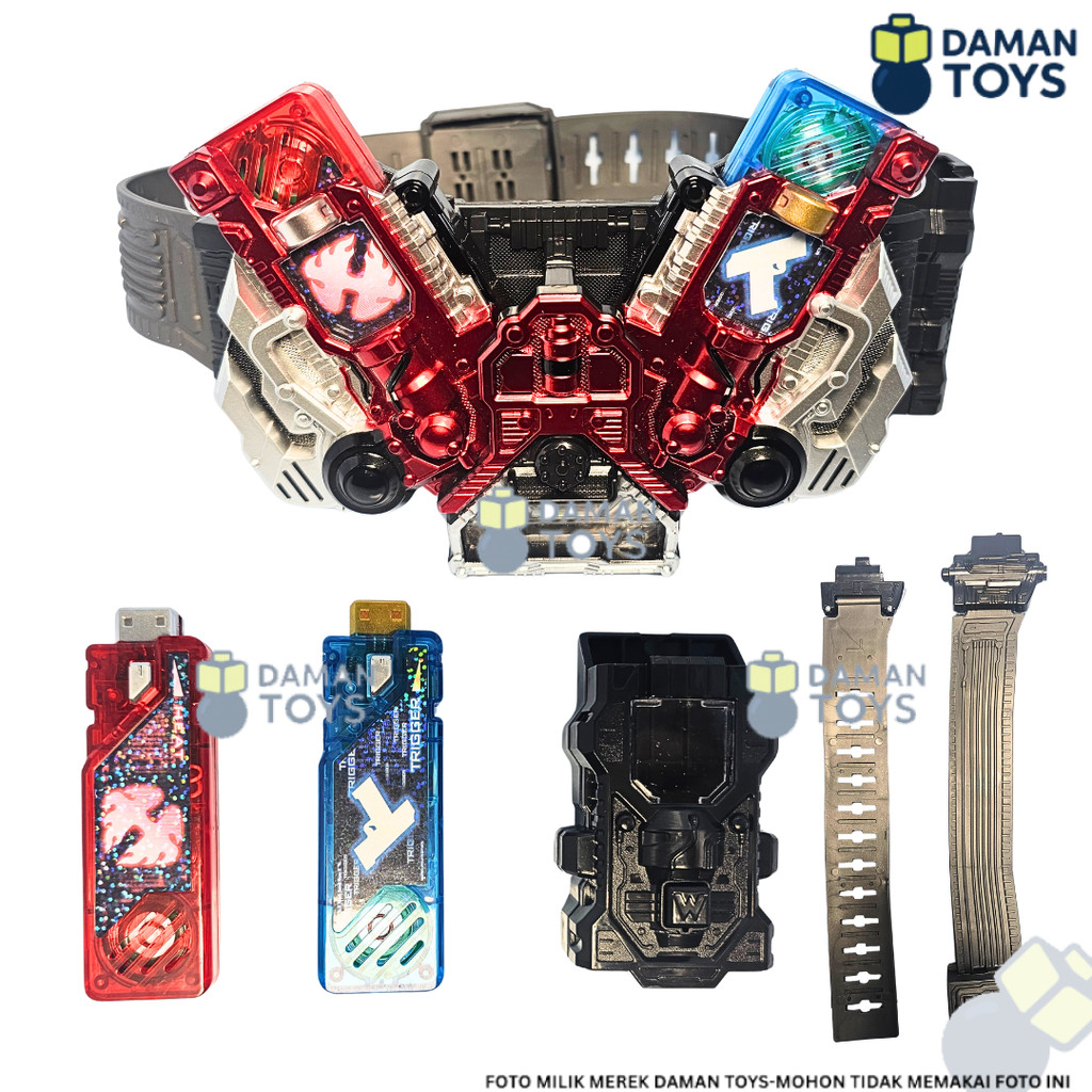 Mainan Senjata Kamen Rider W Double Driver Heat Trigger Gaia Memory DX Belt Sabuk Kamen Rider