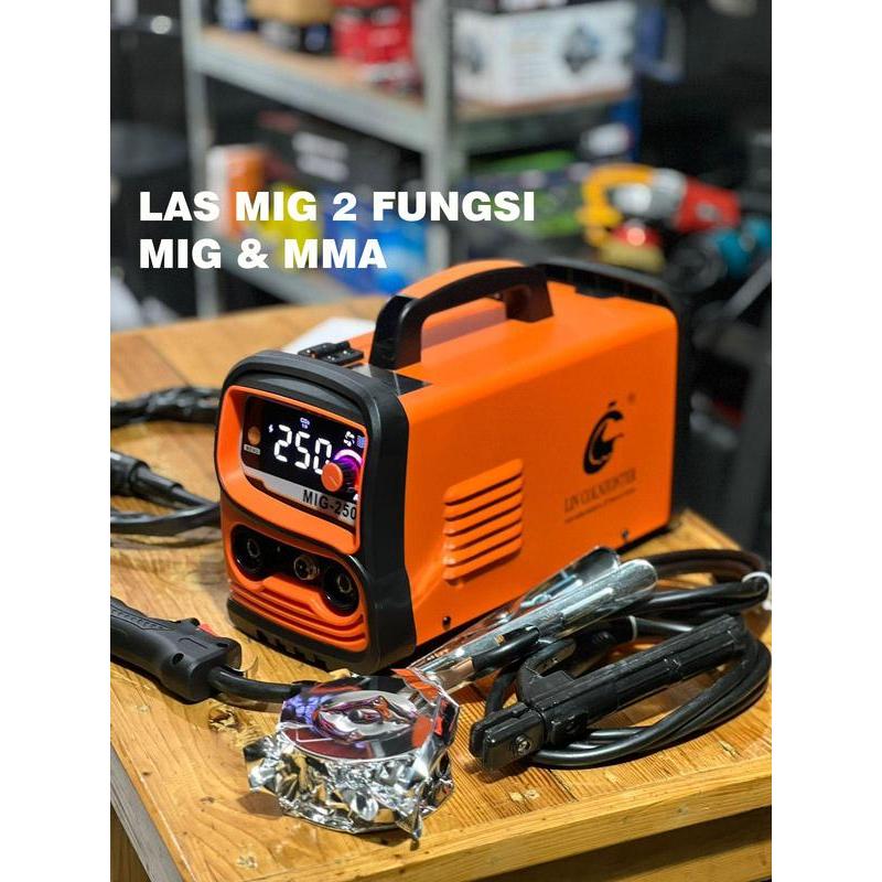 Mesin Las LIN Inverter MIG-250 250A Mesin las mig tanpa gas Inverter Trafo las Mesin las low watt