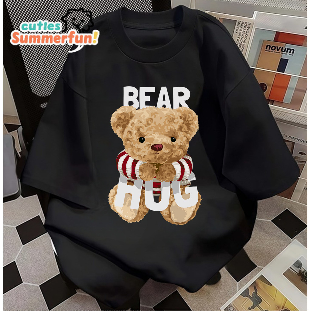 Kaos Oversize Bear Hug - Baju Santai Kasual Pria & Wanita |Kaos Oversize Bear Hug - Nyaman Dipakai S