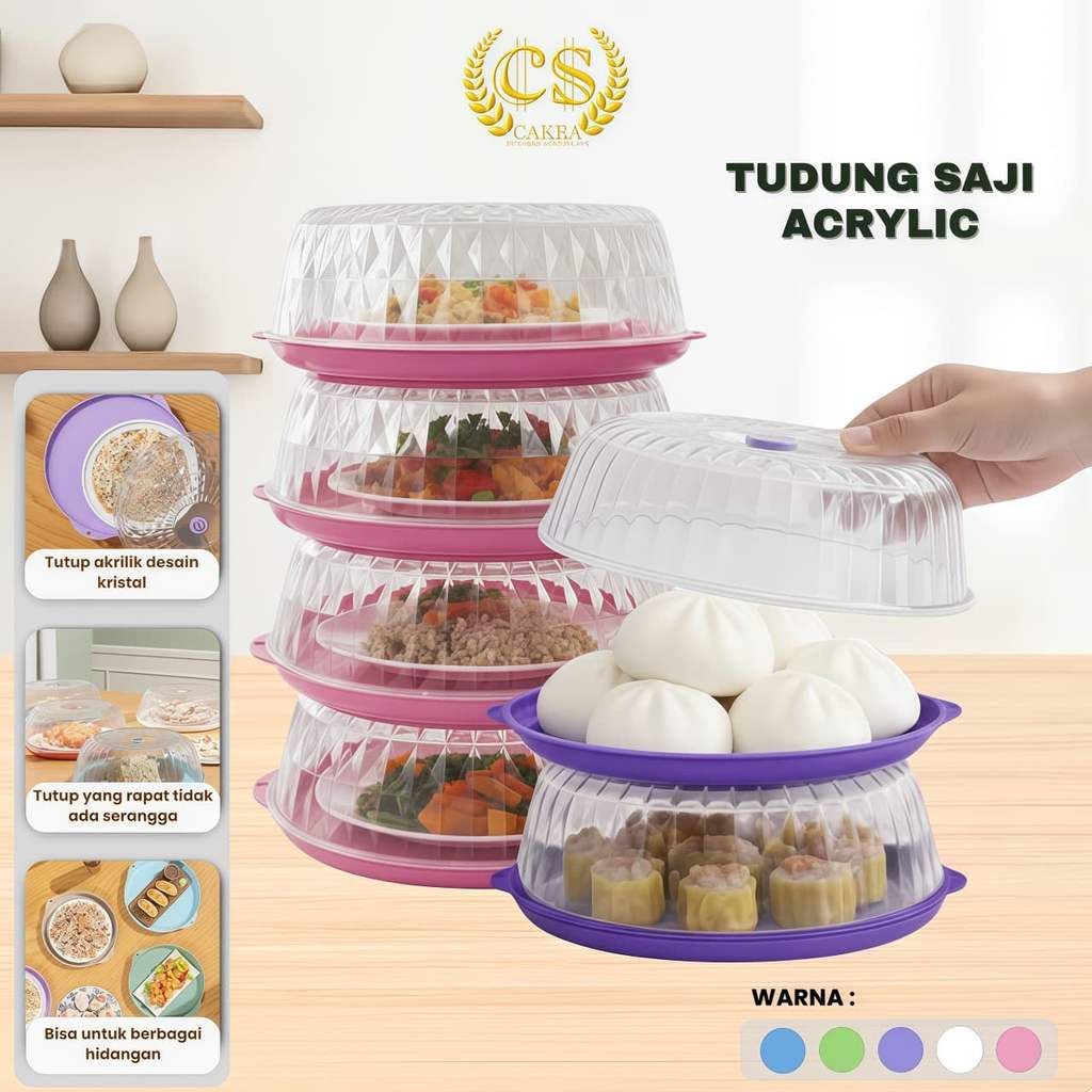 CS Tudung Saji Kristal 3 4 5 Tingkat / Tudung Saji Acrylic Makanan Tebal Premium / Lemari Makanan