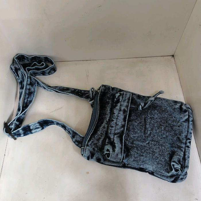 tas selempang hp kanvas denim #621 tas phone - biru