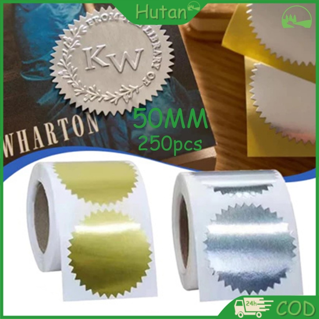 250pcs Sticker Logo Emboss Emas Perak Stempel Embos Dekorasi Sticker Sertifikat Emboss Sticker