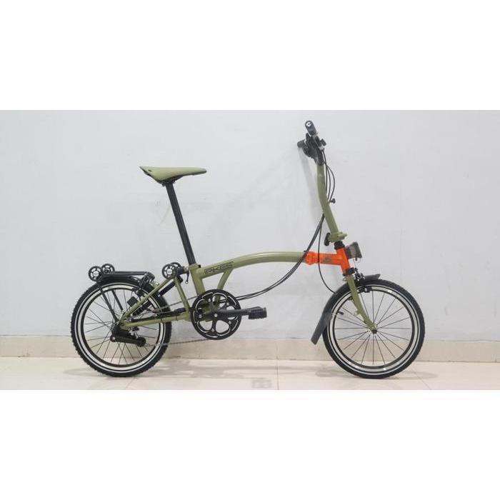 PROMO Sepeda Lipat Element Pikes Gen 2 Nature Green Orange 16 Inch 6 Speed