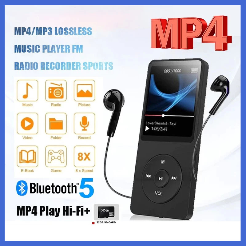 [Kartu 32GB gratis] Mp4 Player HiFi DAP Portable Dengan Port USB Dan Layar Display Lala (Bluetooth+F