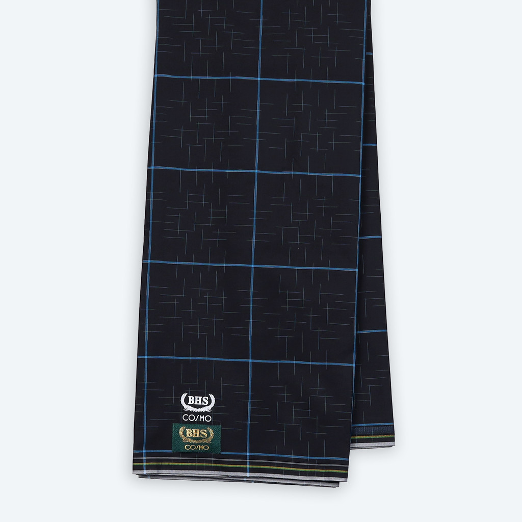 Sarung BHS Original 100% Asli | Sarung BHS Cosmo Gold Motif K26 PRB Hitam Biru