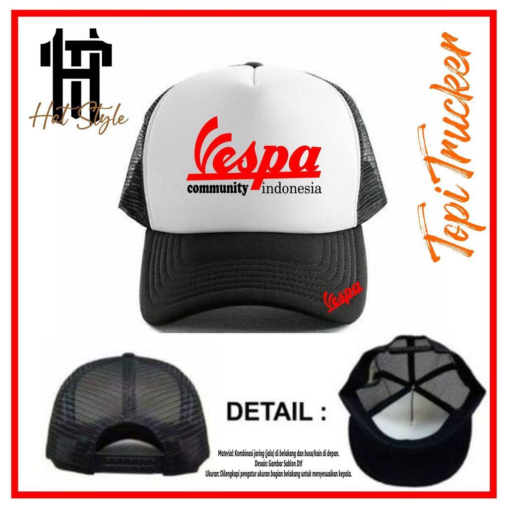 Topi Vespa Community Indonesia / Topi Trucker Vespa Community Indonesia / Topi Jaring Vespa Communit