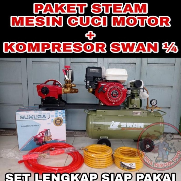 PROMO- STEAM MESIN CUCI MOTOR KOMPRESOR SWAN, PAKET USAHA CUCI STEAM SANCHIN-Balastore11