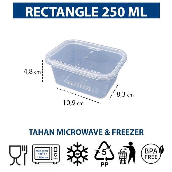 Thinwall panjang kotak 200ml 250ml REC / cup puding kotak plastik ( 25pc ) - 200ml REC