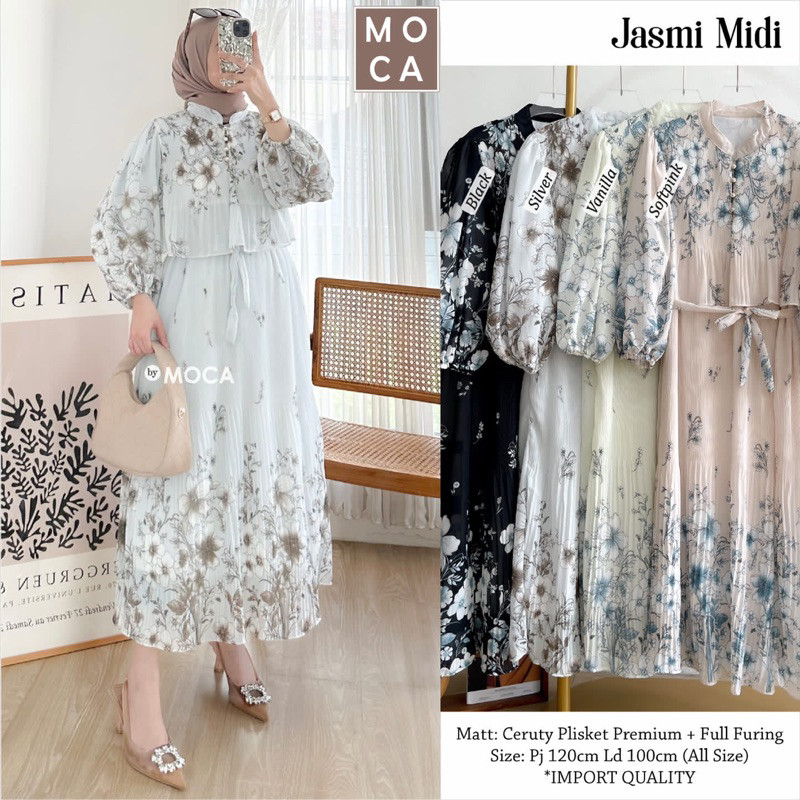 ada grup reseller tanyakan ke admdin alya store LISINA KALINA ENESA Midi Dress Muslim Ceruty Plisket