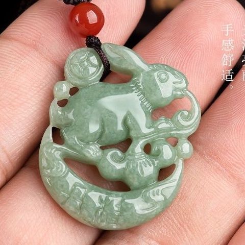 Barang Giok A, liontin kelinci zodiak, kalung giok.