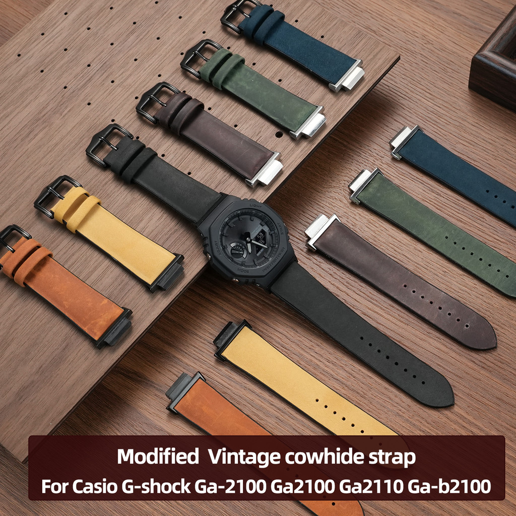 Mofied Watband For Casio G-shock Ga-2100 Vintage cowhide strap Ga2100 Ga2110 Ga-b2100 series Waterpr