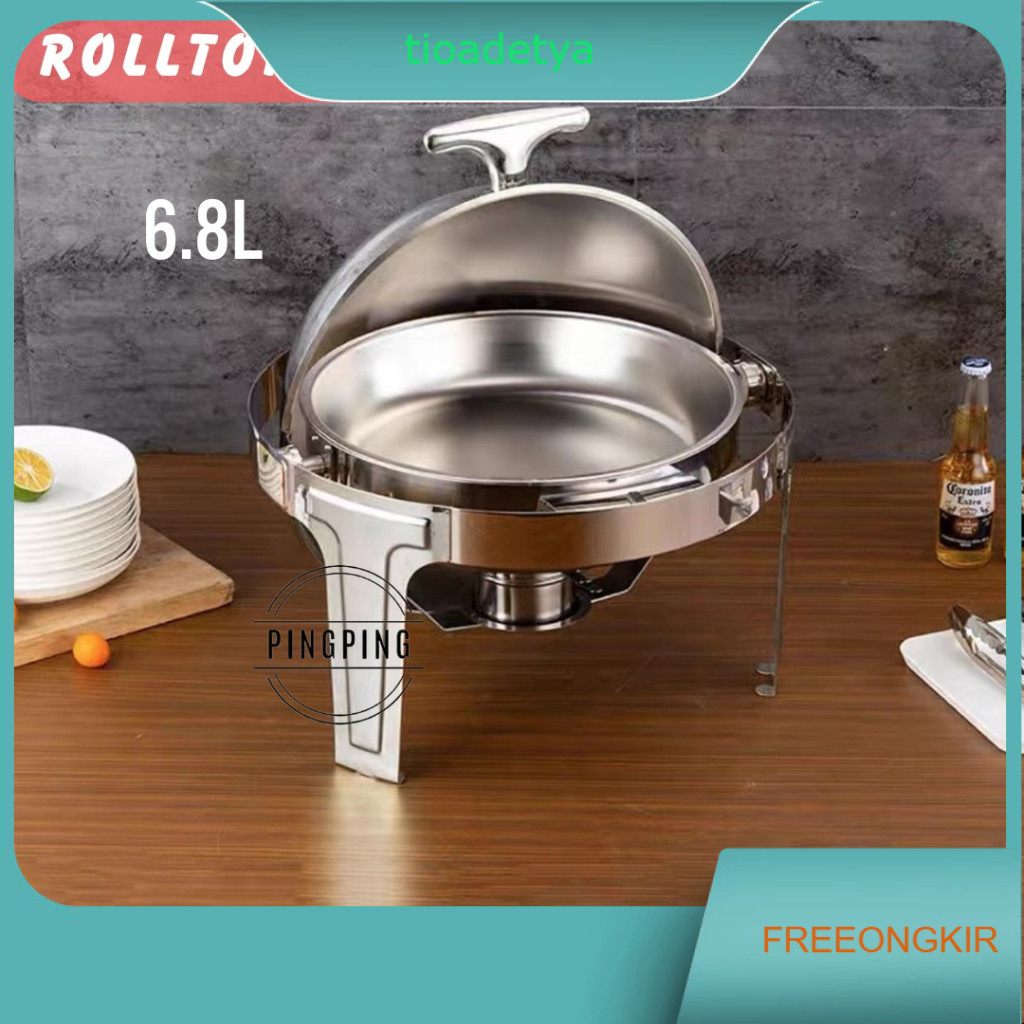 PINGPING - Rolltop bulat Prasmanan / chaving dish bulat / prasmanan bulat stainlees/prasmanan set st