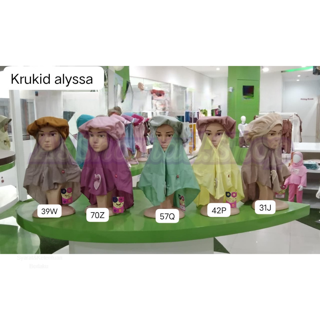 Rabbani - Krukid Alyssa | Kerudung Instan Alyssa | Kerudung Instan Anak Perempuan| Kerudung Topi | K