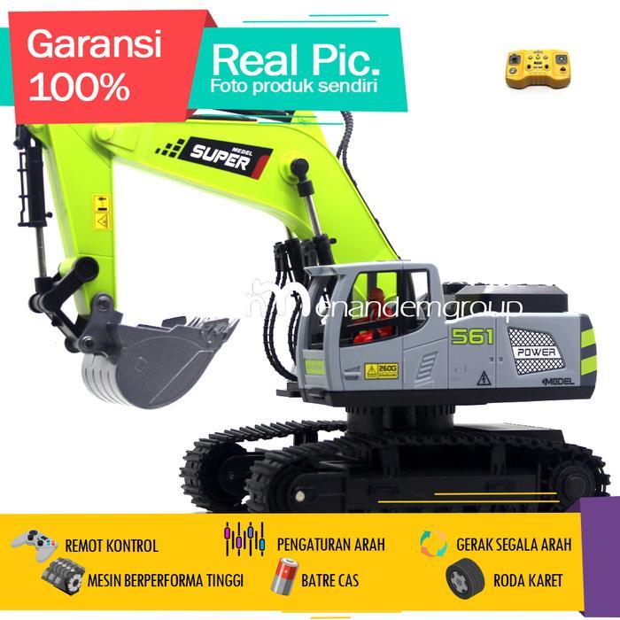 Mainan Mobil Remot Kontrol RC Beko Excavator Strong 16 Fungsi Remot Besi Metal LED - Hijau Neo by Al
