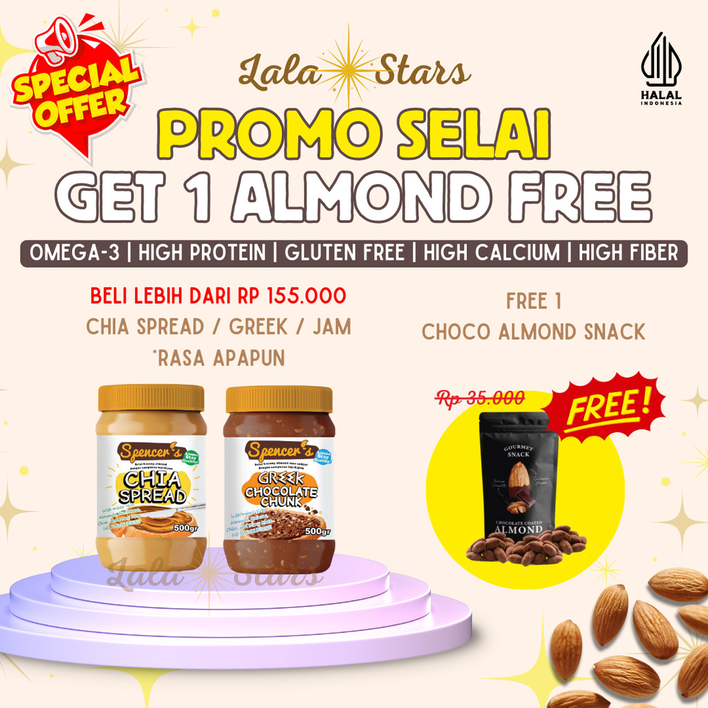 Spencer's Chia Spread & Chia Greek & Chia Jam (500gr) - Selai Kacang Almond & Selai Buah Sehat Promo