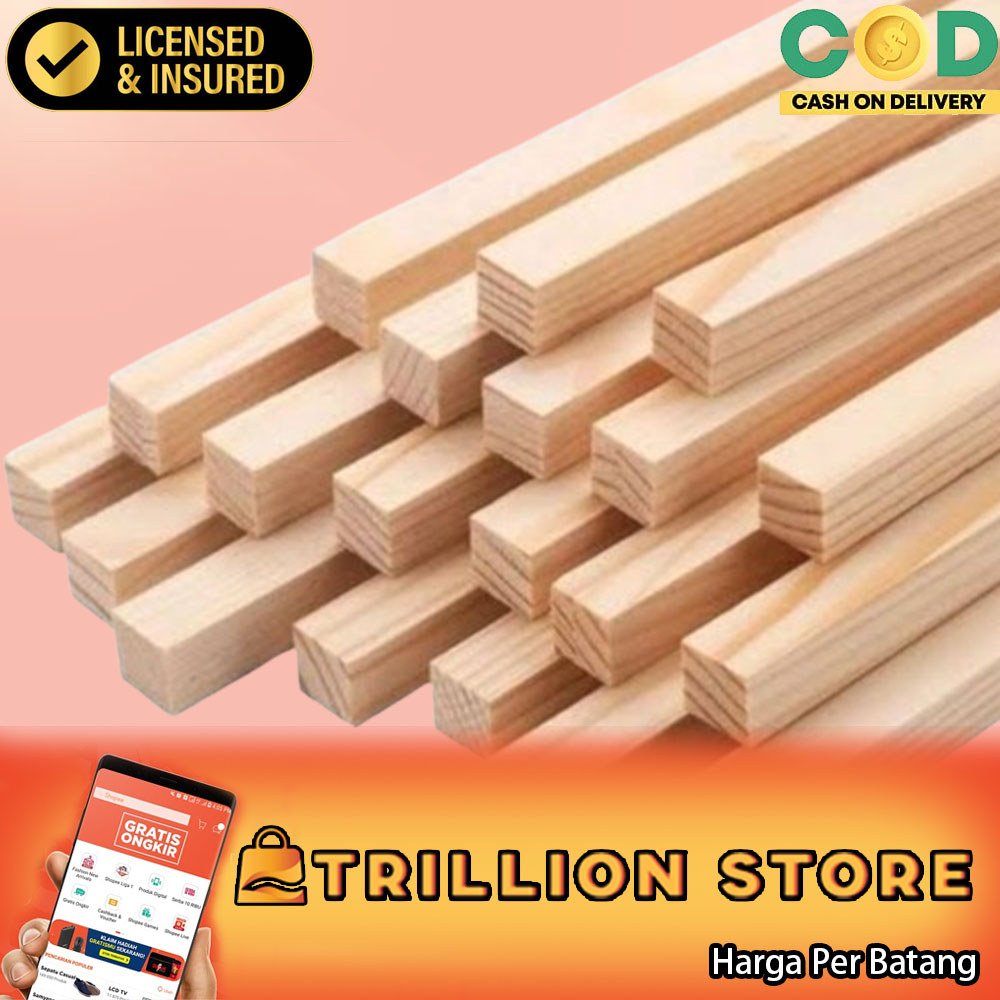 [Instant] Kayu Reng Polos Balok Jati Belanda Papan Ambalan Stik Serut Halus Bingkai Frame Album Foto