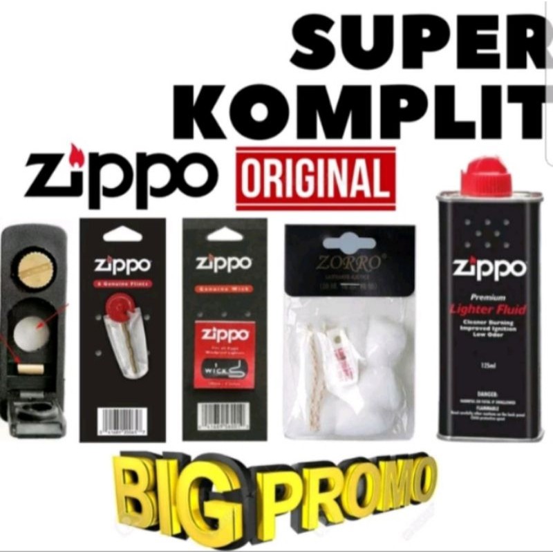 Paket Super Lengkap Minyak Zippo Plus Batu Zippo Dan Kapas Zippo