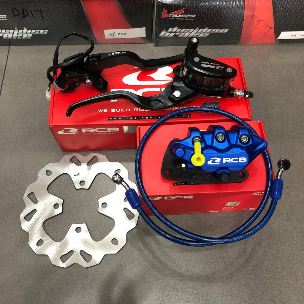 Paketan Pengereman Depan Master Rem RCB E2 14mm Set Kanan Kiri Kopling + Selang Rem RCB Teflon 90cm 